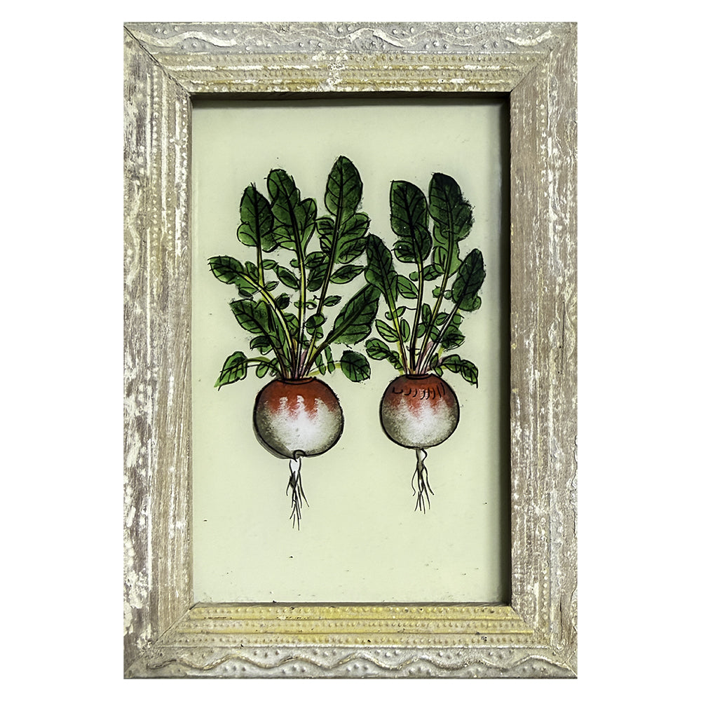 Hand Painted Indian Glass Art - Radishes - Small