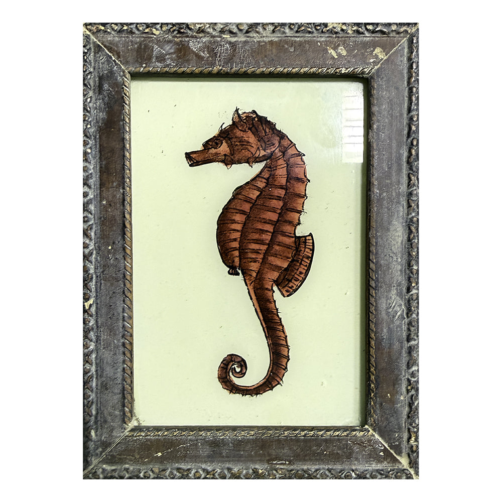 Hand Painted Indian Glass Art - Seahorse - Small