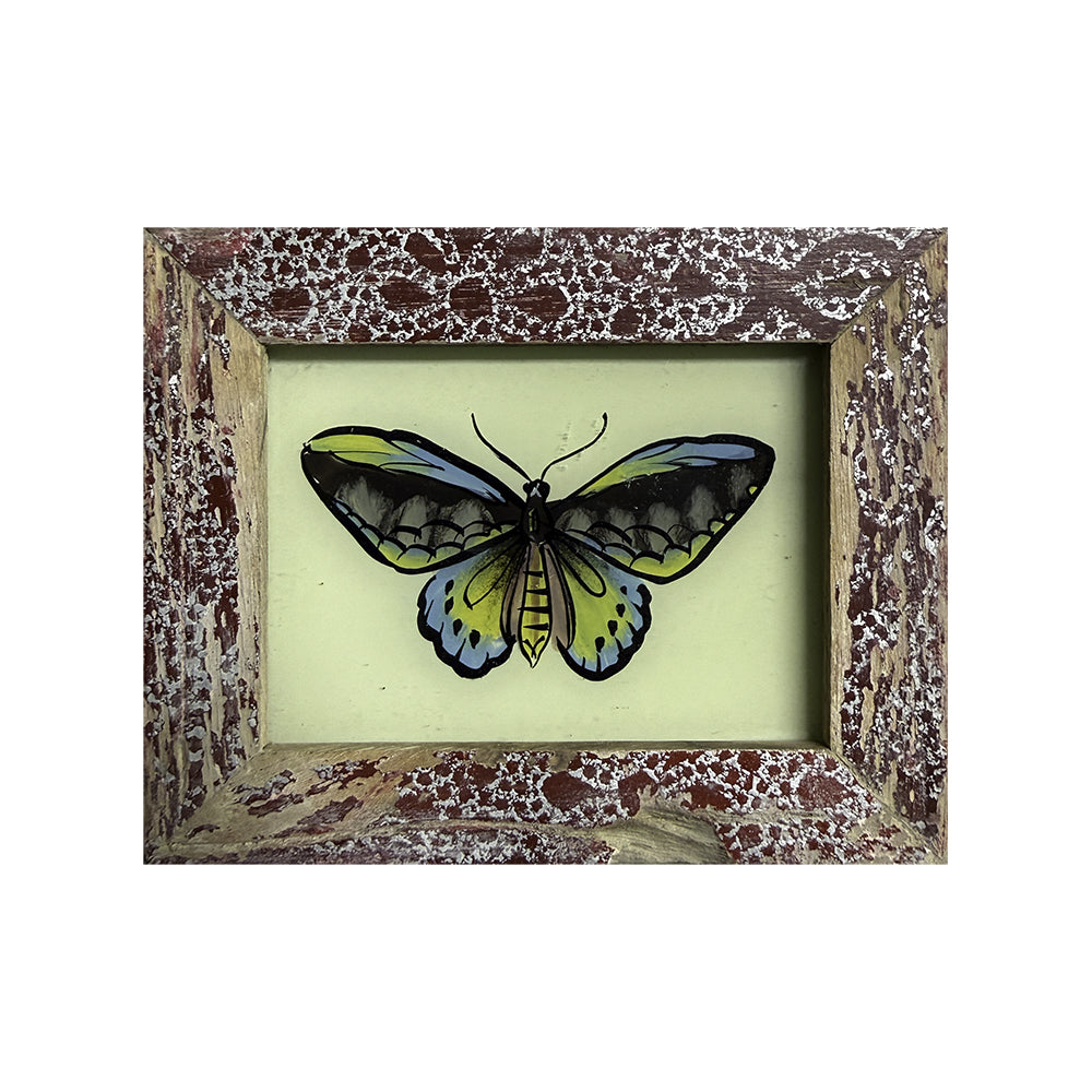 Hand Painted Indian Glass Art - Butterfly - Mini
