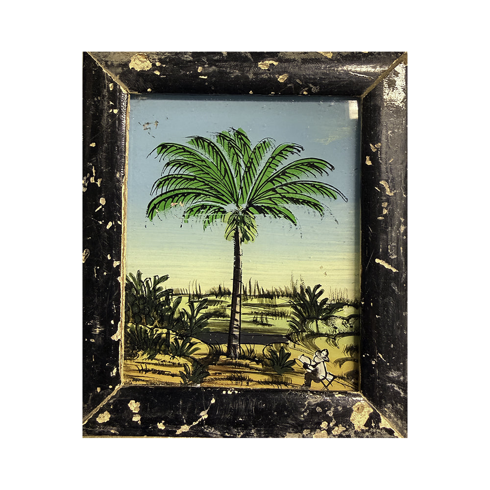 Hand Painted Indian Glass Art - Palm Tree - Mini