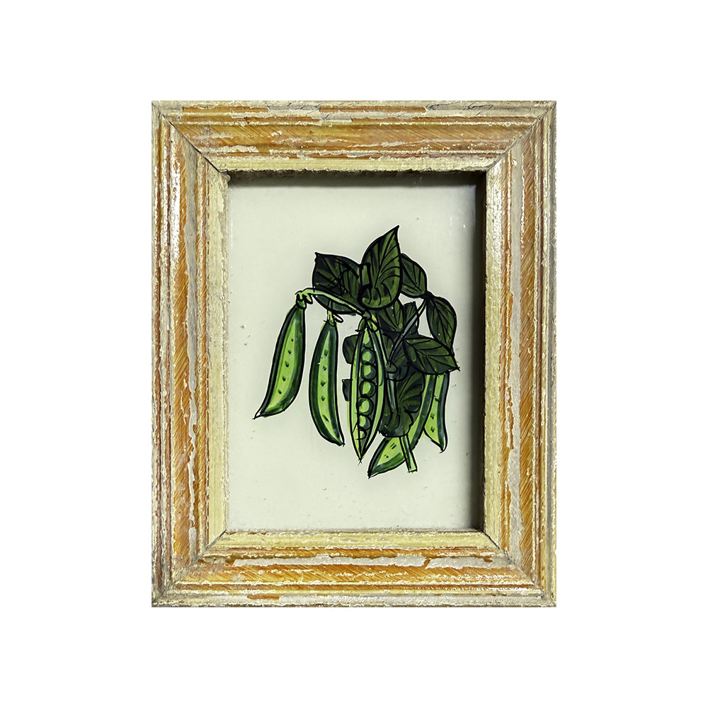 Hand Painted Indian Glass Art - Pea Pod - Mini