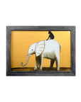 Golden Elephant And Monkey - Medium Glass Painting