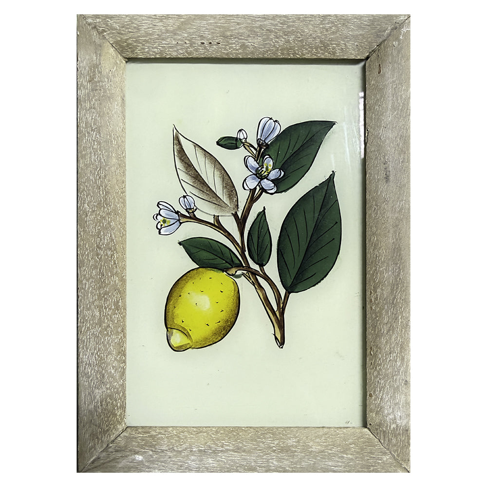 Hand Painted Indian Glass Art - Lemon - Small