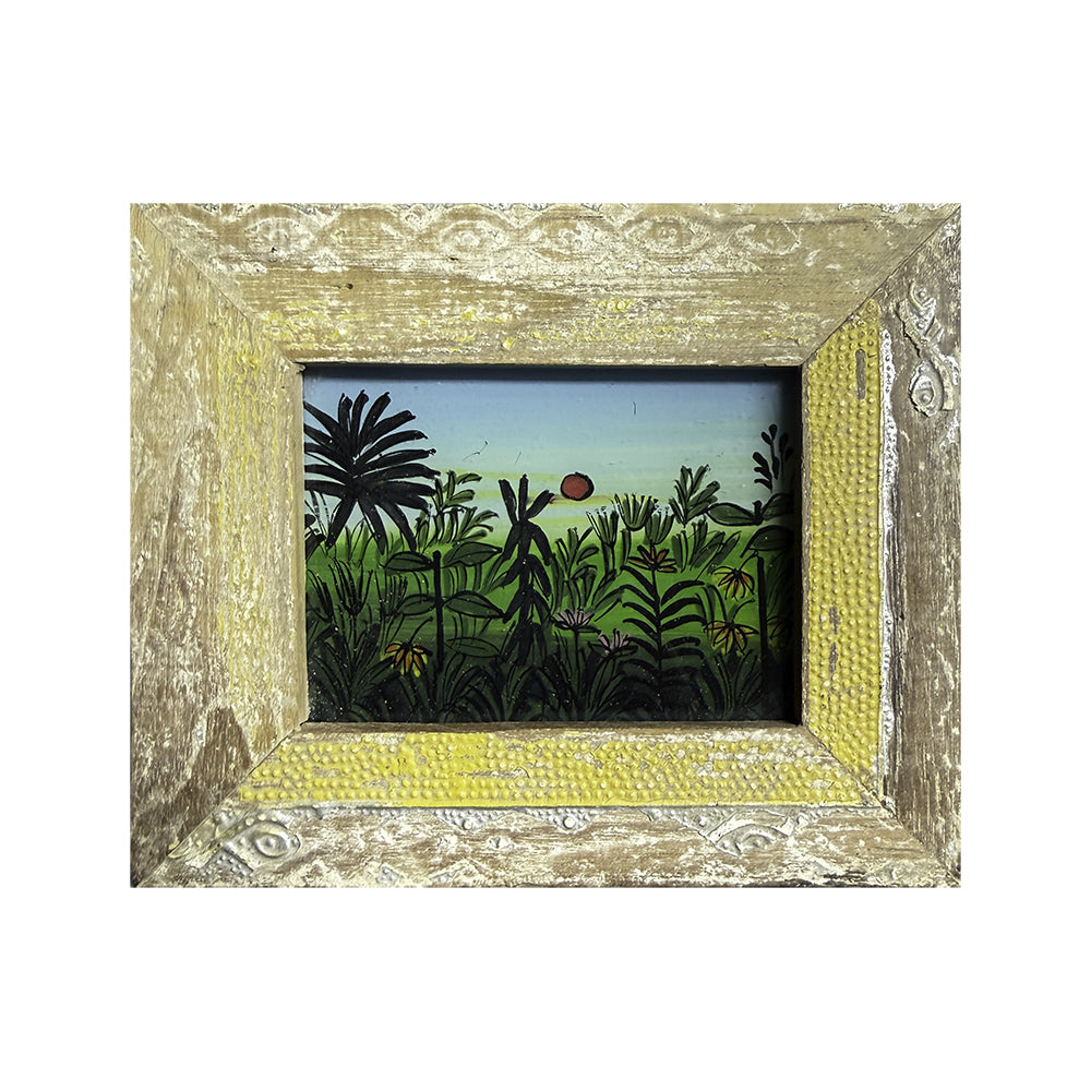 Hand Painted Indian Glass Art - Jungle - Mini