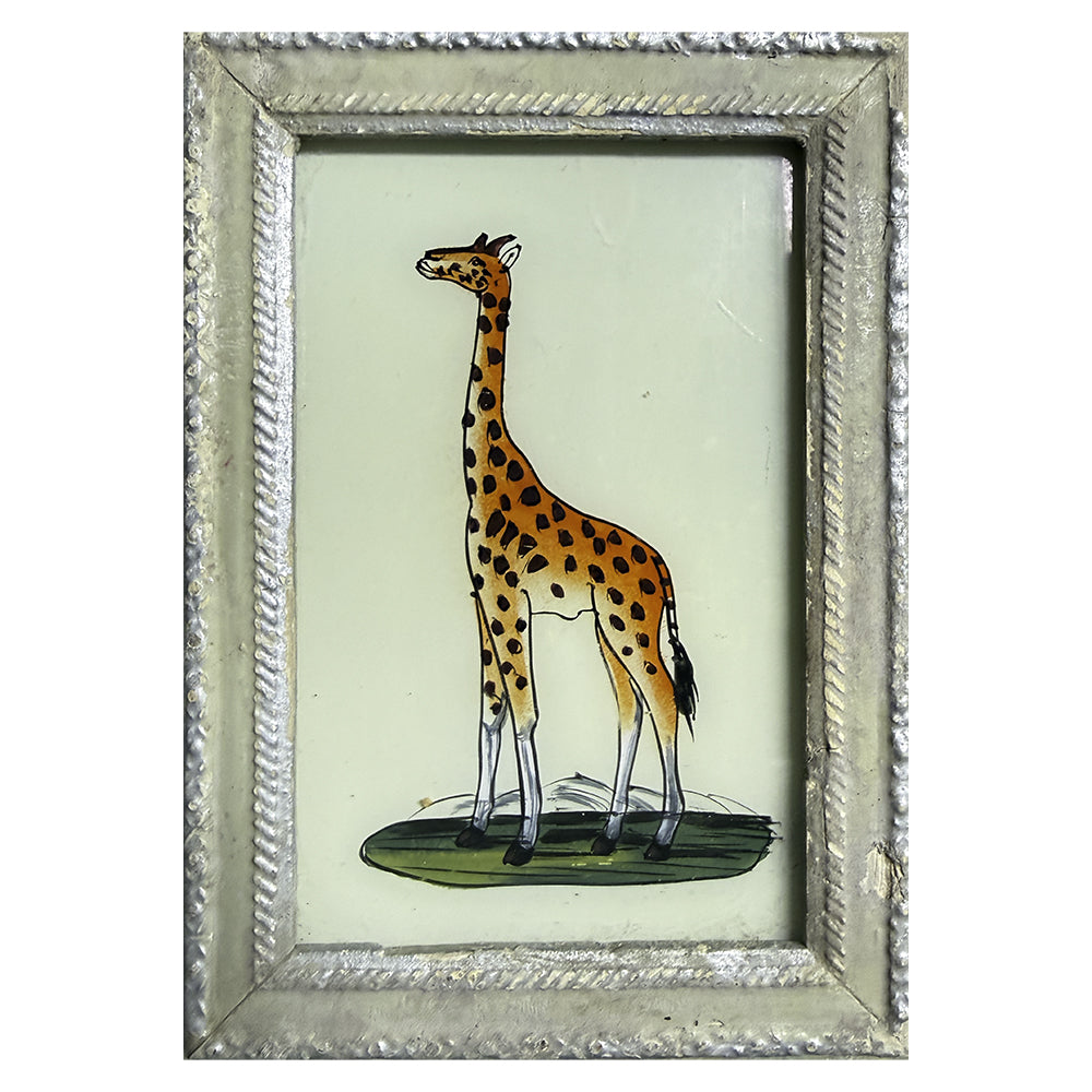 Hand Painted Indian Glass Art - Giraffe  - Small
