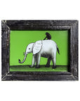 Hand Painted Indian Glass Art - Monkey & Elephant - Mini