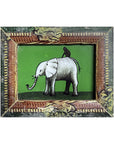 Hand Painted Indian Glass Art - Elephant & Monkey - Mini