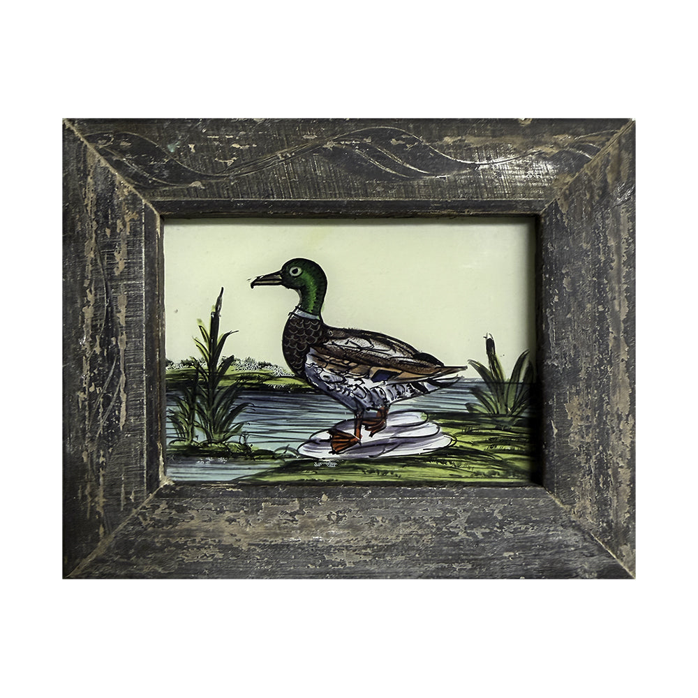 Hand Painted Indian Glass Art - Duck - Mini