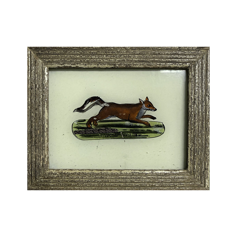 Hand Painted Indian Glass Art - Fox - Mini