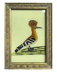 Hand Painted Indian Glass Art - Hoopoe Bird - Small