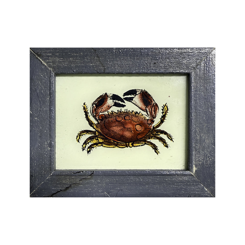 Hand Painted Indian Glass Art - Crab - Mini