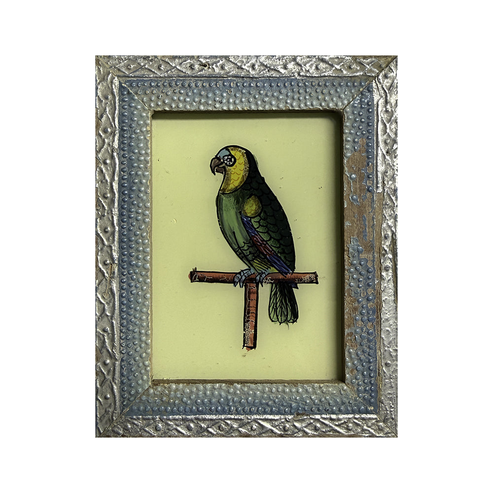 Hand Painted Indian Glass Art - Parrot - Mini