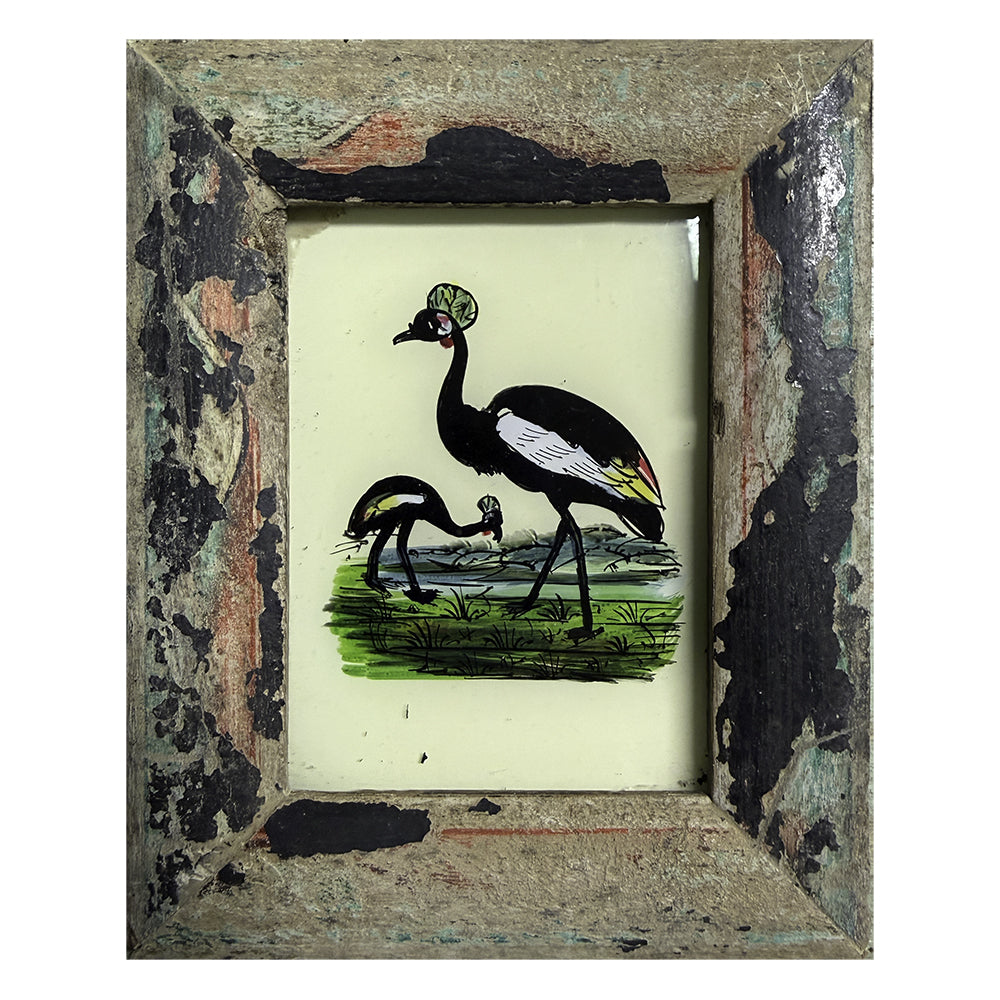 Hand Painted Indian Glass Art - Birds - Mini