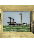 Hand Painted Indian Glass Art - Steam Boat - Mini