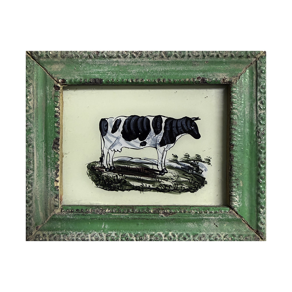 Hand Painted Indian Glass Art - Cow - Mini