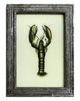Hand Painted Indian Glass Art - Green Lobster - Small