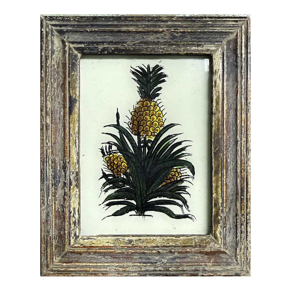 Hand Painted Indian Glass Art - Pineapple - Mini
