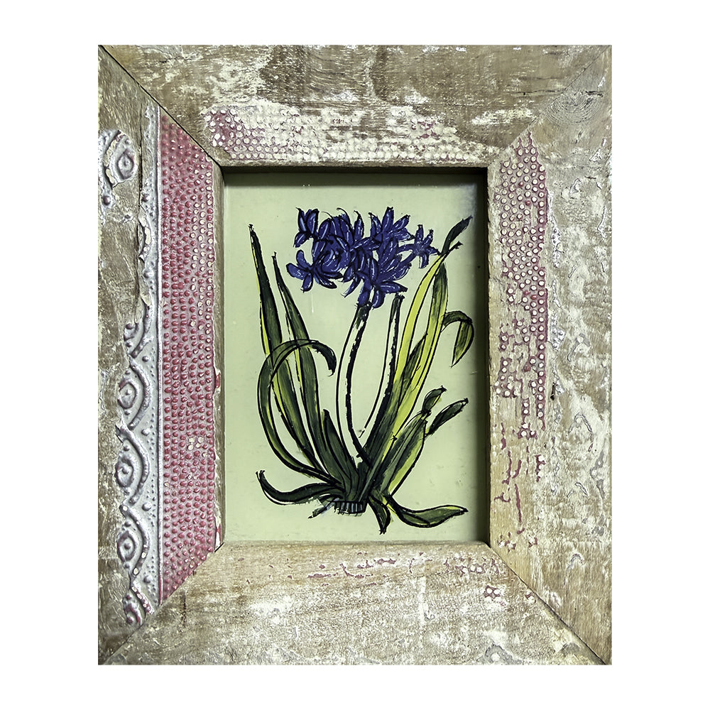 Hand Painted Indian Glass Art - Flower - Mini