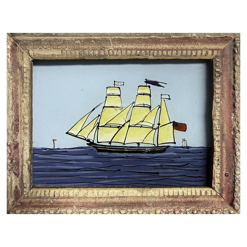 Hand Painted Indian Glass Art - Boat  - Mini