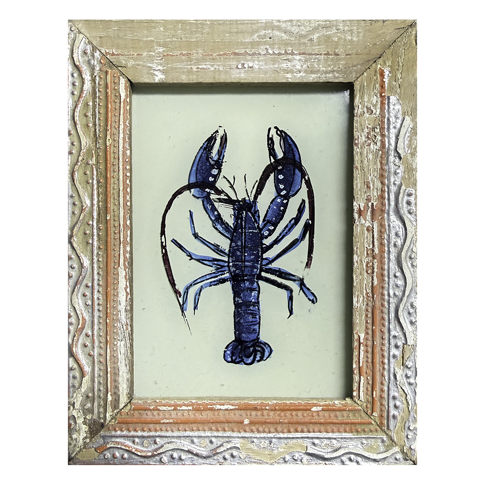 Hand Painted Indian Glass Art - Lobster - Mini