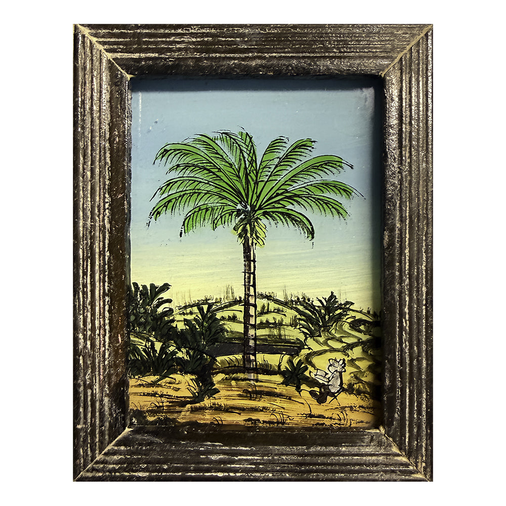 Hand Painted Indian Glass Art - Palm Tree - Mini
