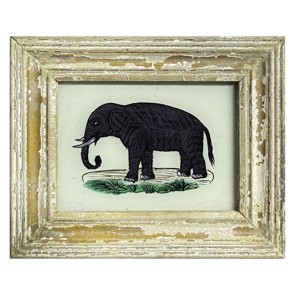 Hand Painted Indian Glass Art - Elephant - Mini