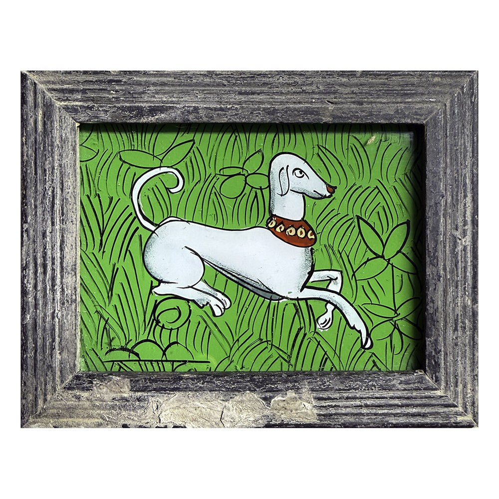 Hand Painted Indian Glass Art - Dog - Mini