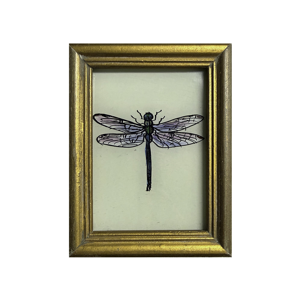Hand Painted Indian Glass Art - Dragonfly - Mini