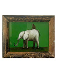 Green Elephant And Monkey - Mini Glass Paintings