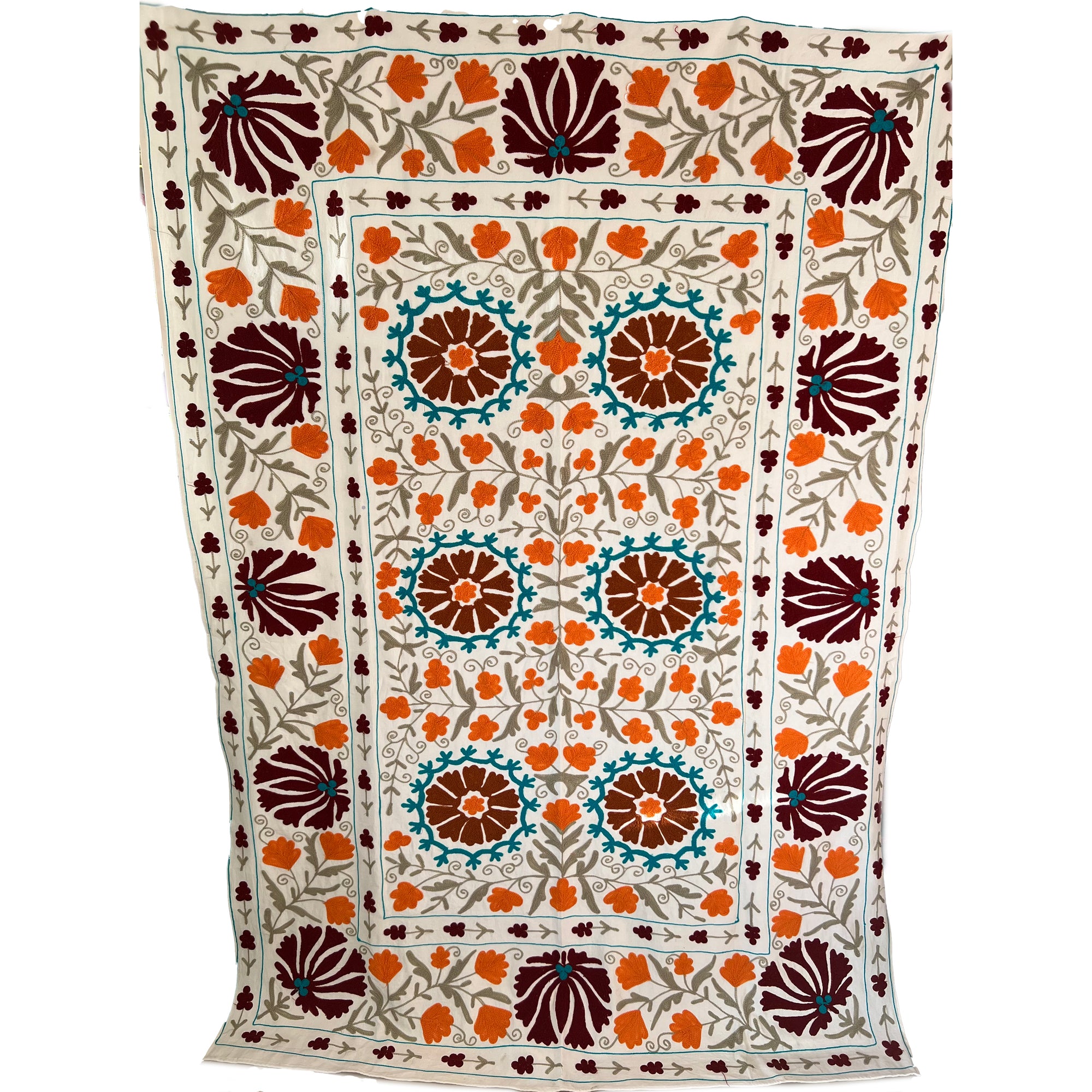 Embroidered Throw - Autumn Shades