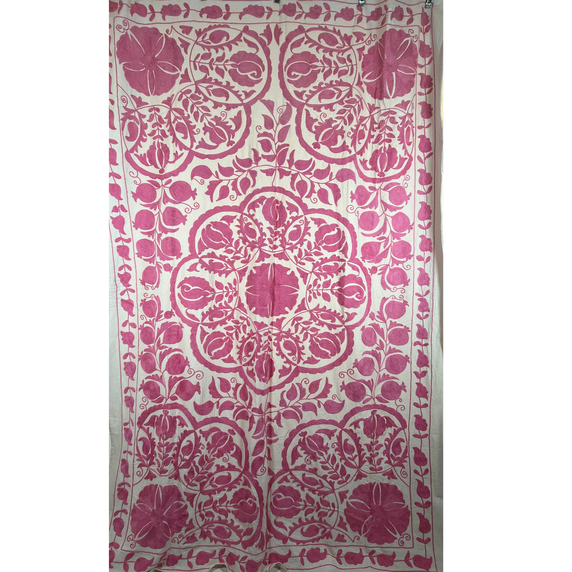 Hand Embroidered Throw - Pink