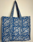 Printed Tote Bag - Blue Floral