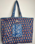 Printed Tote Bag - Blue Floral