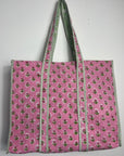 Printed Tote Bag - Pretty pink flower print