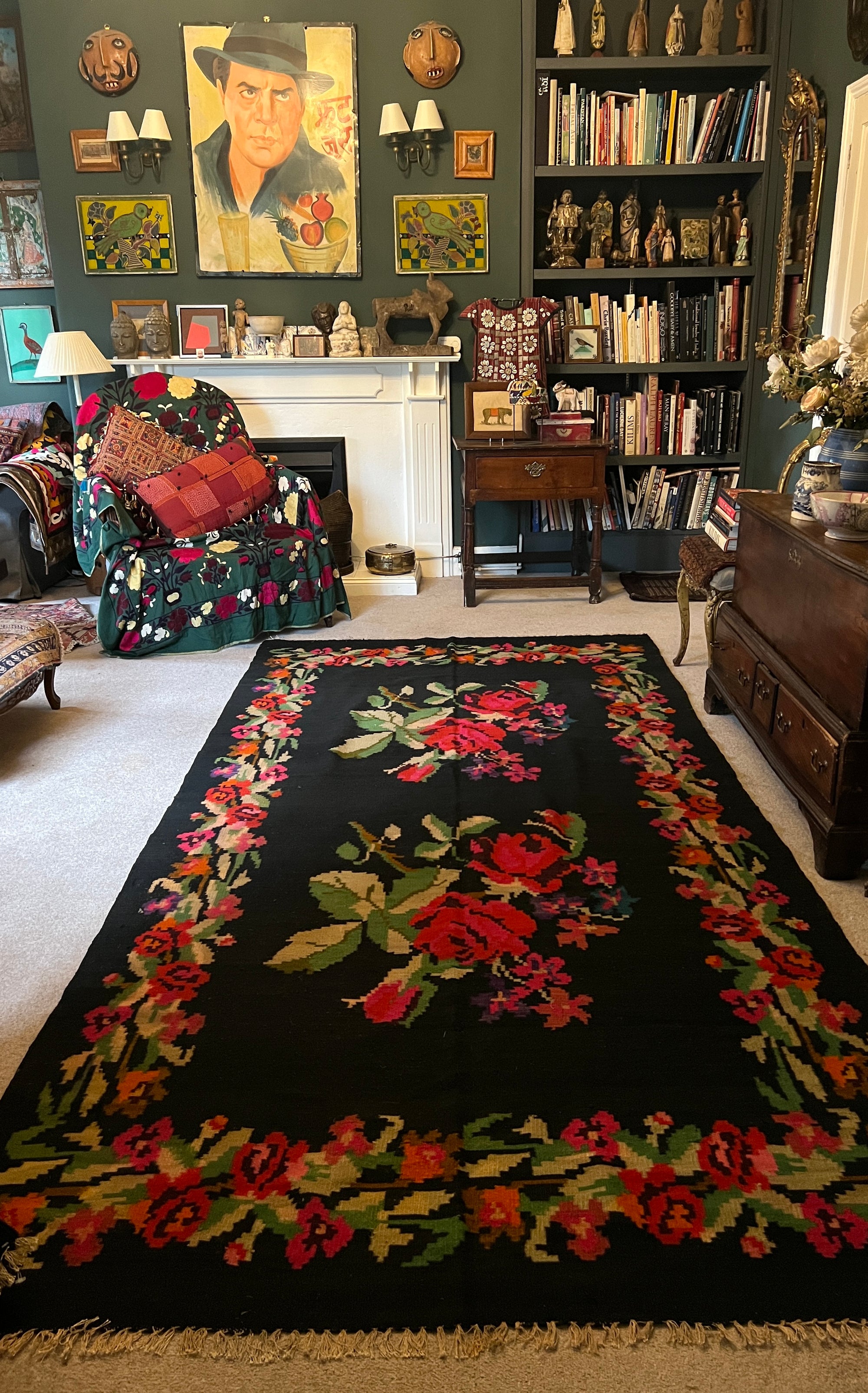 Vintage Moldavian Wool Handwoven Kilim