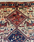 Persian/Afghan Handwoven Wool Sumac Kilim With Horse and Animal Motifs