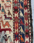 Persian/Afghan Handwoven Wool Sumac Kilim With Horse and Animal Motifs