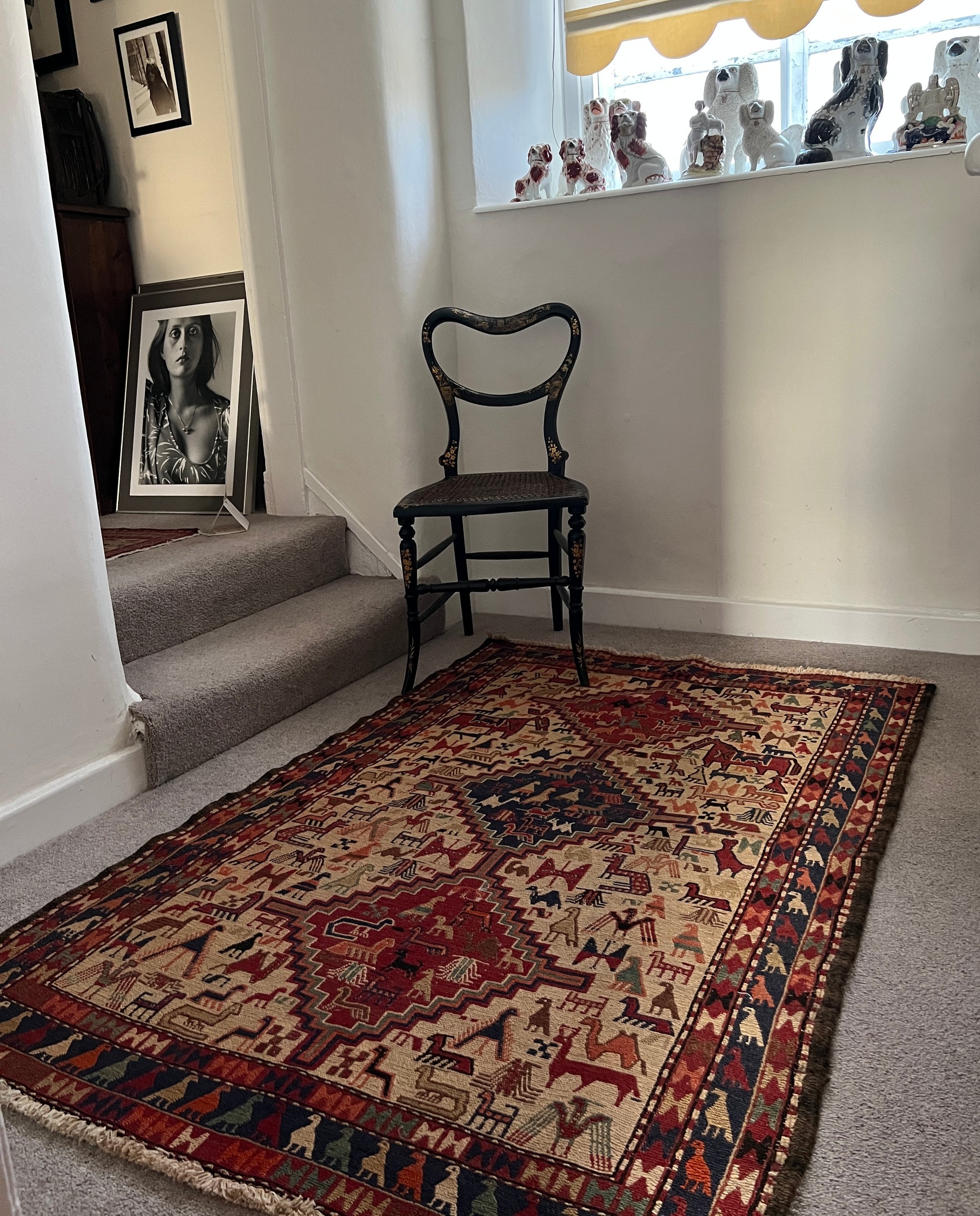 Persian/Afghan Handwoven Wool Sumac Kilim With Horse and Animal Motifs