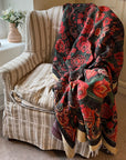 Vintage Printed Kantha Throw - Rose Border