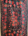 Vintage Printed Kantha Throw - Rose Border