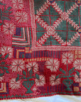 Vintage Galicha Bengali Throw - Red and Green