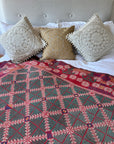 Vintage Galicha Bengali Throw - Red and Green