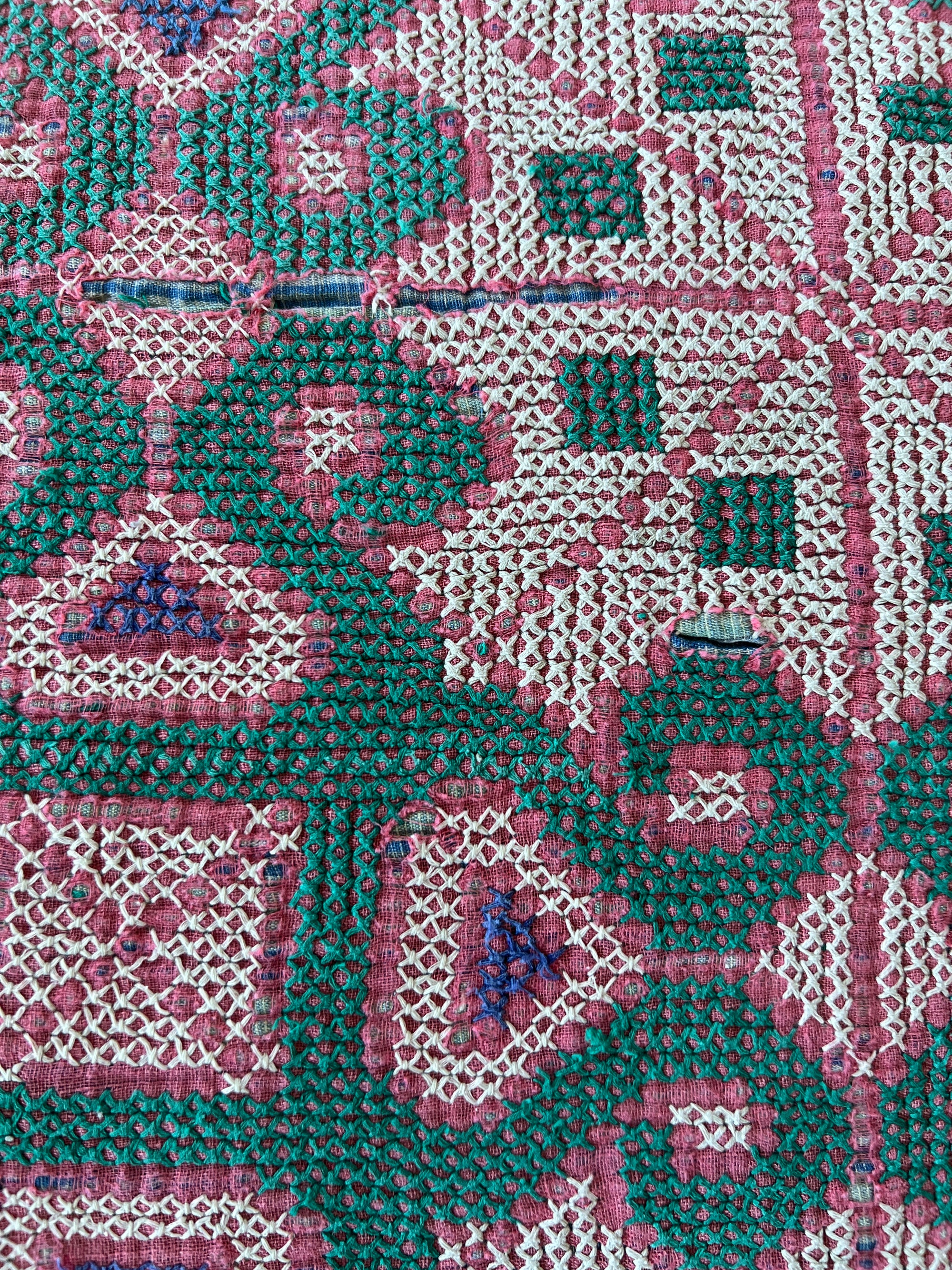 Vintage Galicha Bengali Throw - Pink And Green