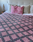 Vintage Galicha Bengali Throw - Pink And Green