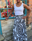 Hand Screen Printed Cotton Reversible Wrap Maxi Skirt