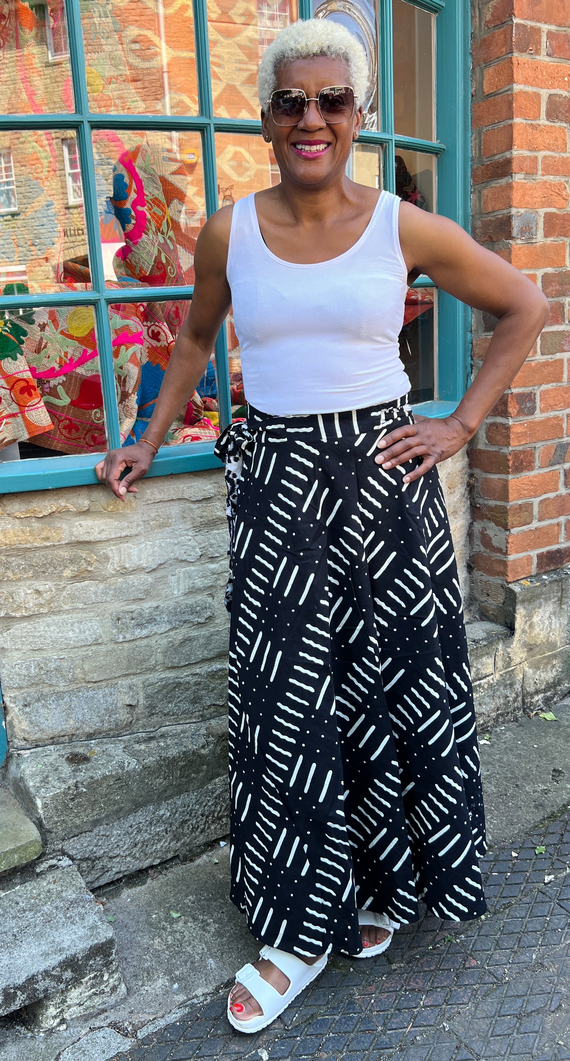 Hand Screen Printed Cotton Reversible Wrap Maxi Skirt