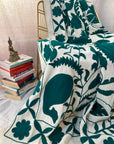 Hand Embroidered Throw - Green