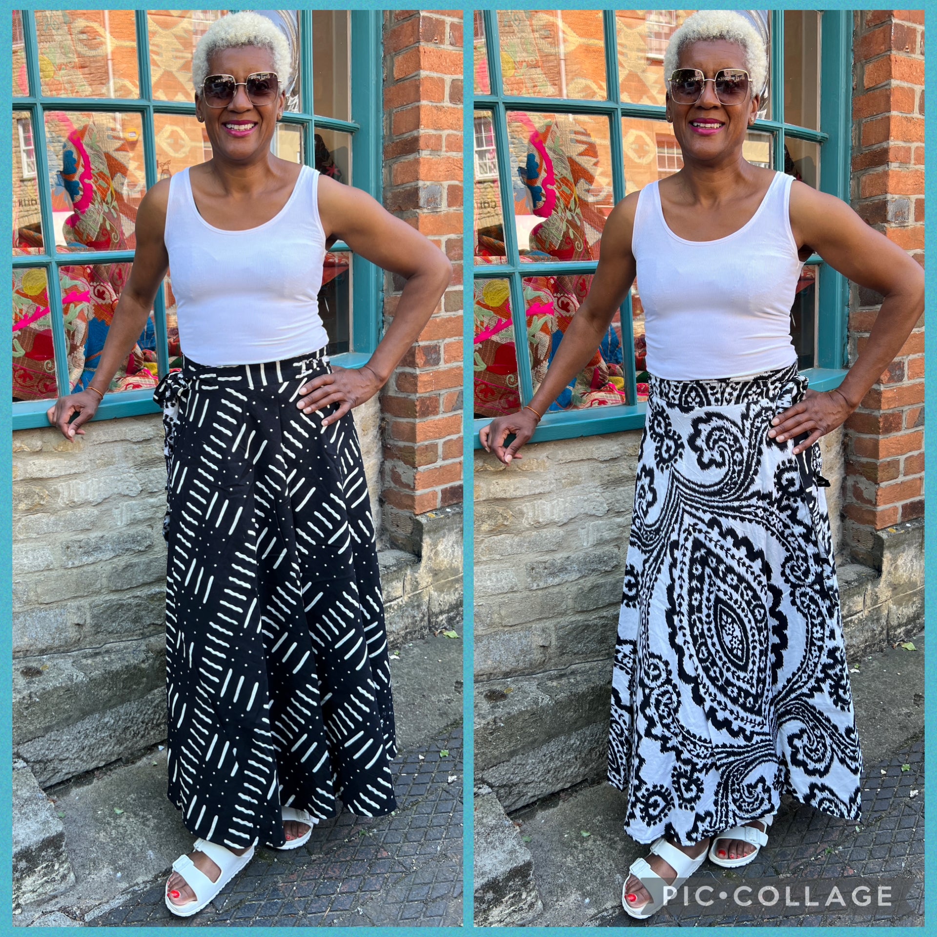 Hand Screen Printed Cotton Reversible Wrap Maxi Skirt