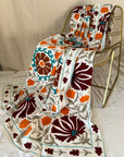 Embroidered Throw - Autumn Shades