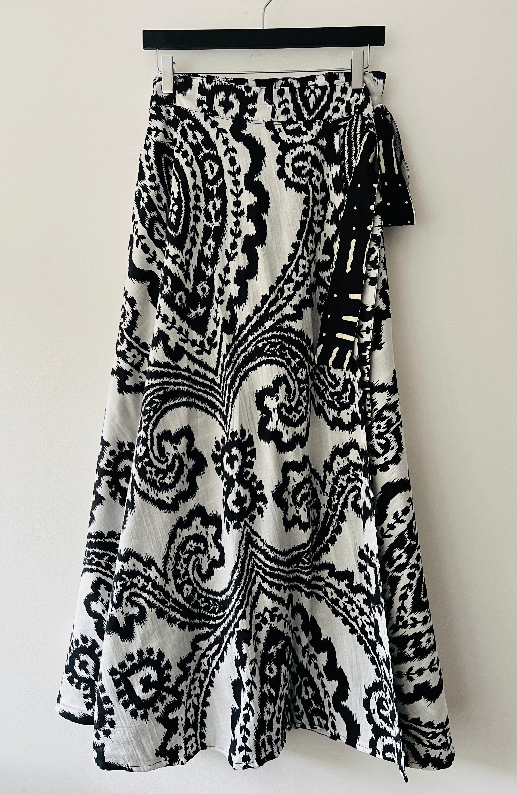 Hand Screen Printed Cotton Reversible Wrap Maxi Skirt